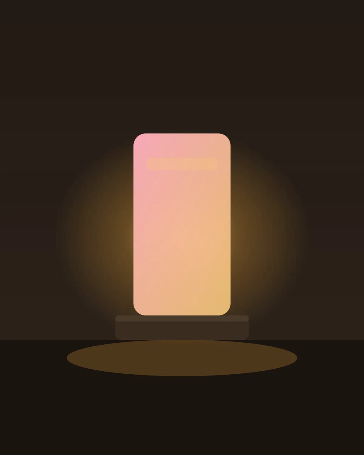 Ember Tower lamp, glowing