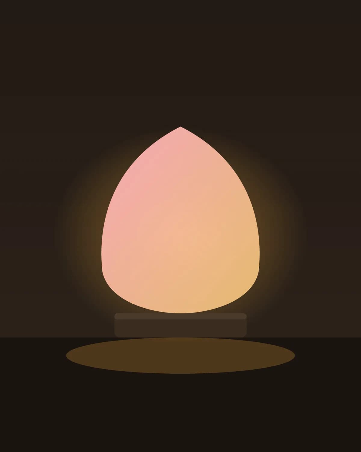 Pebble night lamp, glowing